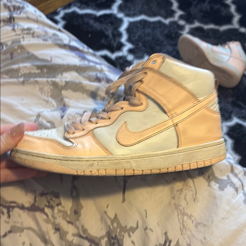Nike High-Top Sneakers in Peach and Cream